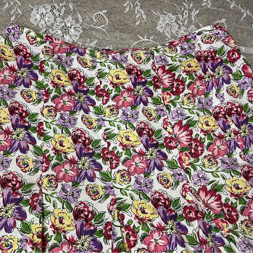 Ann Taylor Loft Pink Purple and Yellow Floral Skirt - Picture 3 of 6